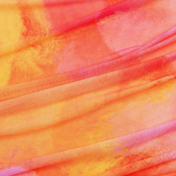 Multicolor Sexy Women's Tie Dye Draped Ruffle Tube Ruched Mini Dress - Picture 8 of 8